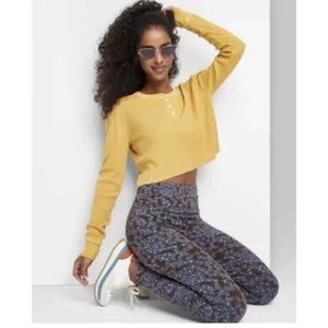 Wild Fable Dark Brown Floral Women's High-Waisted Classic Leggings